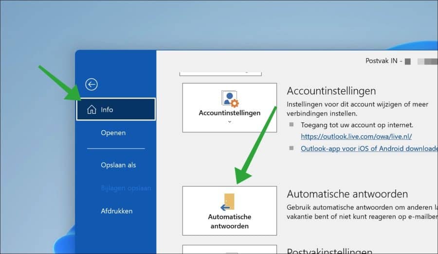 Automatisch antwoorden in outlook