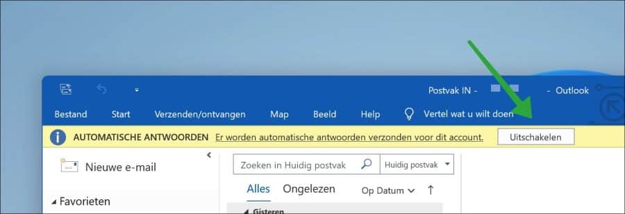 Er worden automatische antwoorden verzonden voor dit account