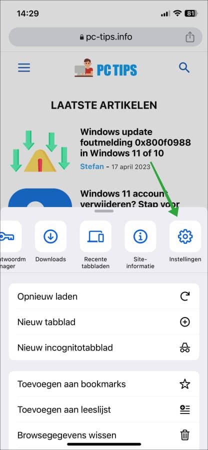 Öffnen Sie die Google Chrome-Einstellungen auf dem iPhone