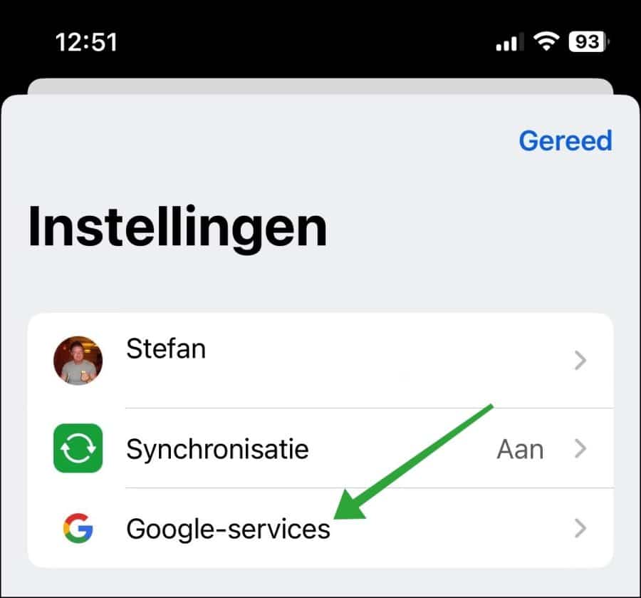 Manage Google services iPhone or iPad