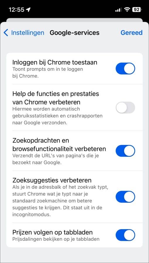 Chrome 浏览器中的 Google 服务