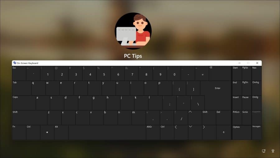 Schermtoetsenbord inlogscherm
