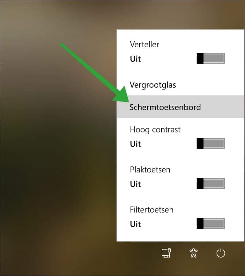 Schermtoetsenbord openen tijdens aanmelden