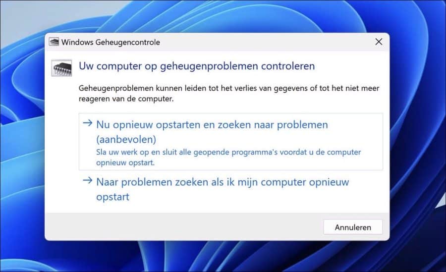 Windows Geheugencontrole