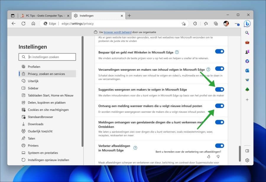 auteurs in youtube volgen inschakelen