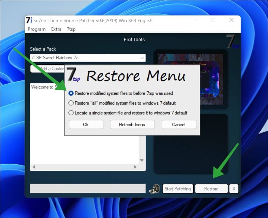 7TSP restore herstellen