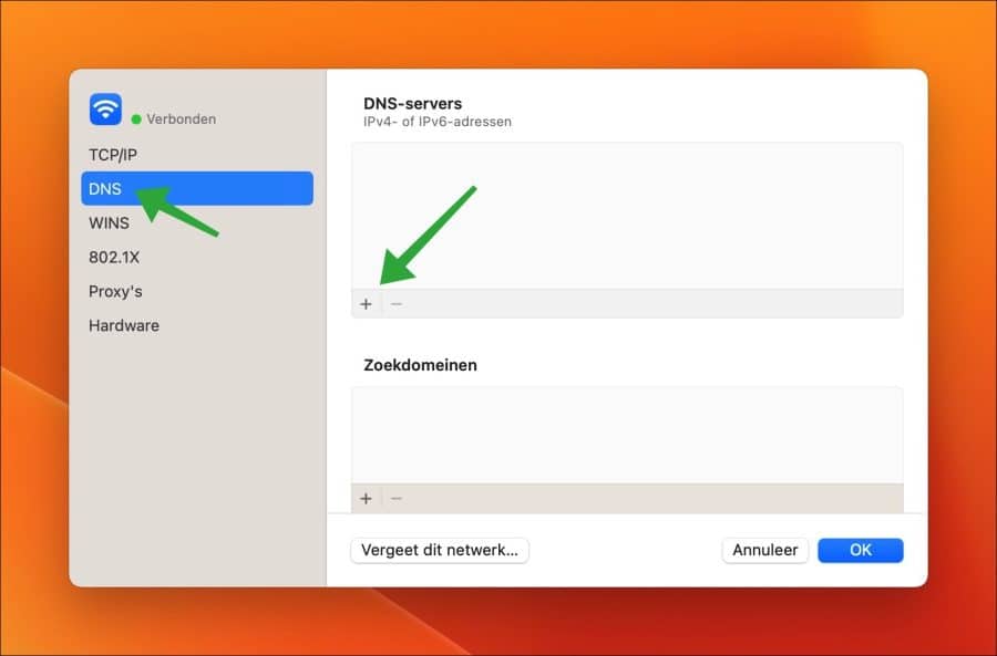 DNS instellingen wijzigen mac