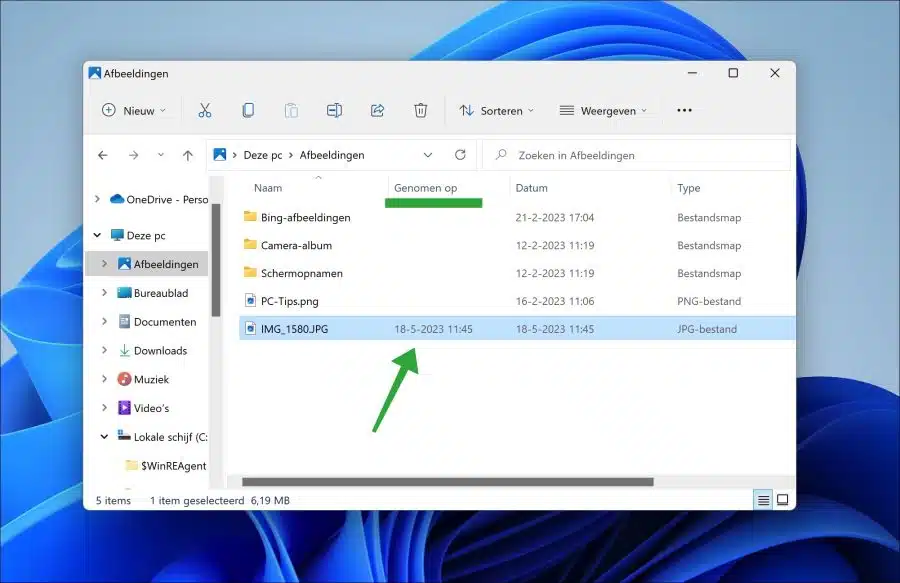 Genomen op toevoegen aan de windows verkenner