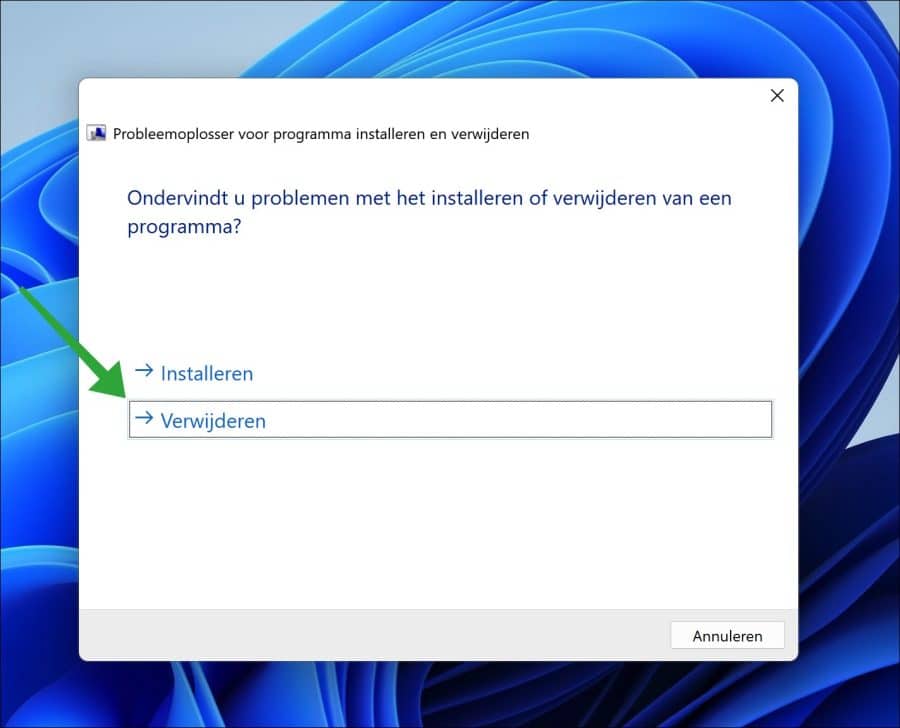 Ik ondervind problemen bij het verwijderen van een programma