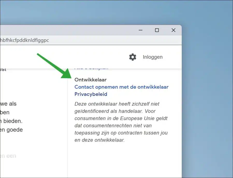 Privacy beleid van de extensie