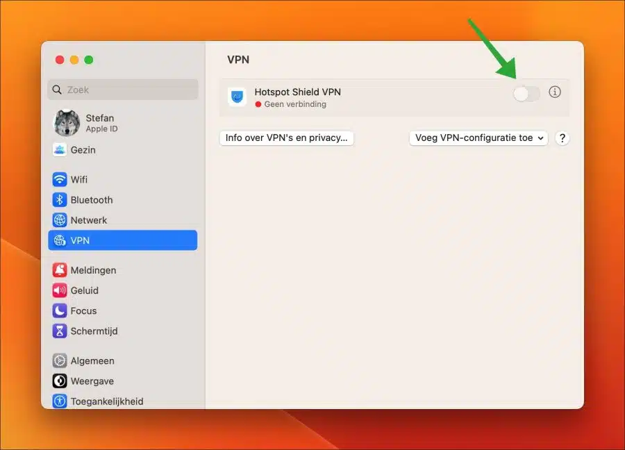 Verbinding VPN mac