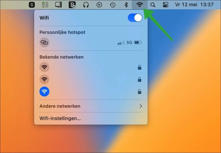 Verbonden met het goede wifi netwerk