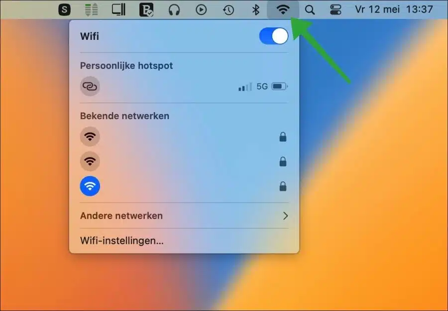 Verbonden met het goede wifi netwerk