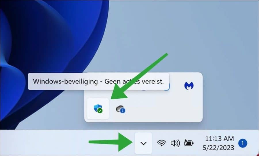 Windows security icon visible again in the system tray