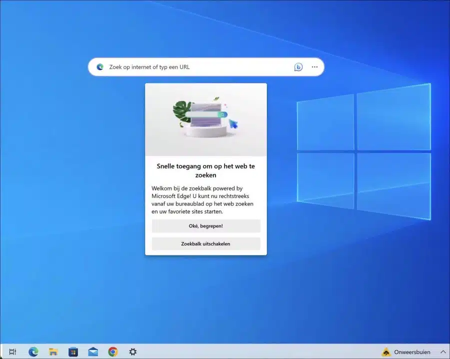 Zoekbalk in- of uitschakelen in Windows 10