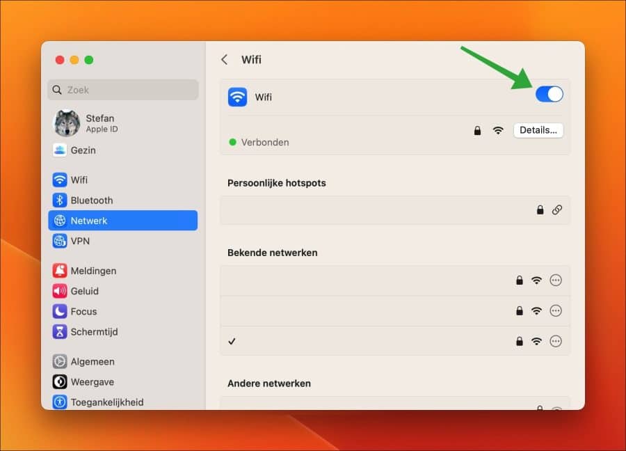 wifi uitschakelen
