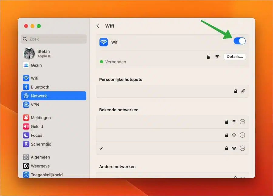 wifi uitschakelen