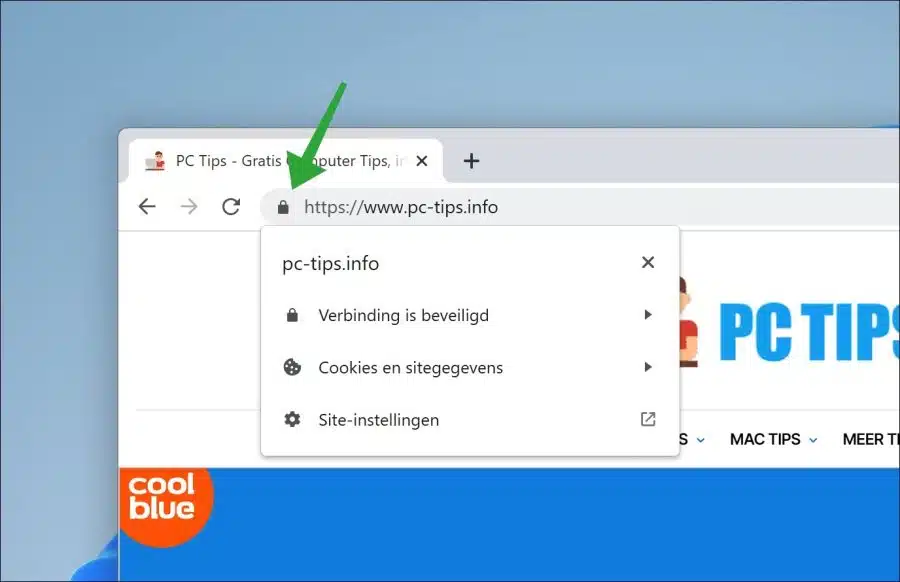 Beveiligingsinformatie over website