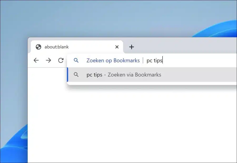 Bladwijzers doorzoeken via adresbalk in Google Chrome