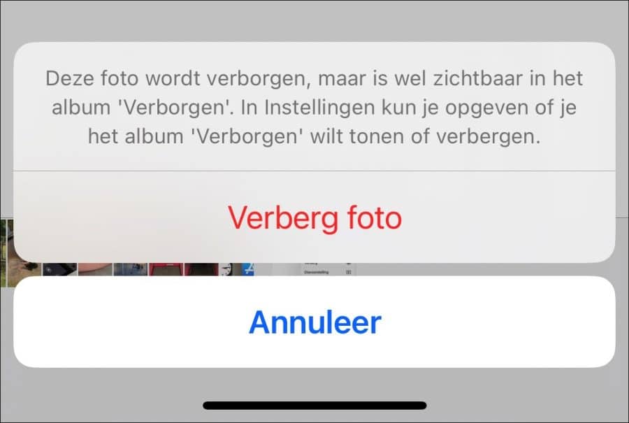 De foto wordt verborgen op iPhone