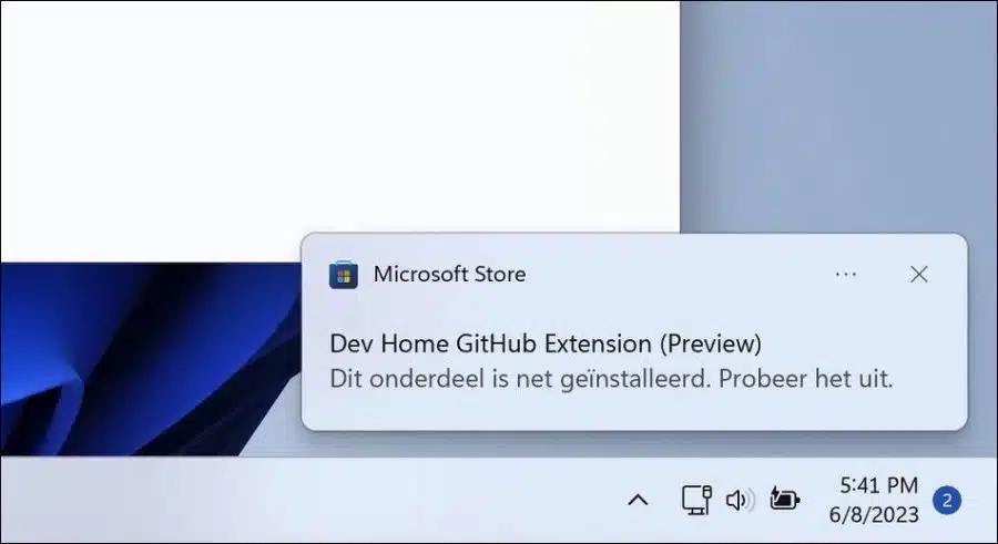 Dev home geinstalleerd