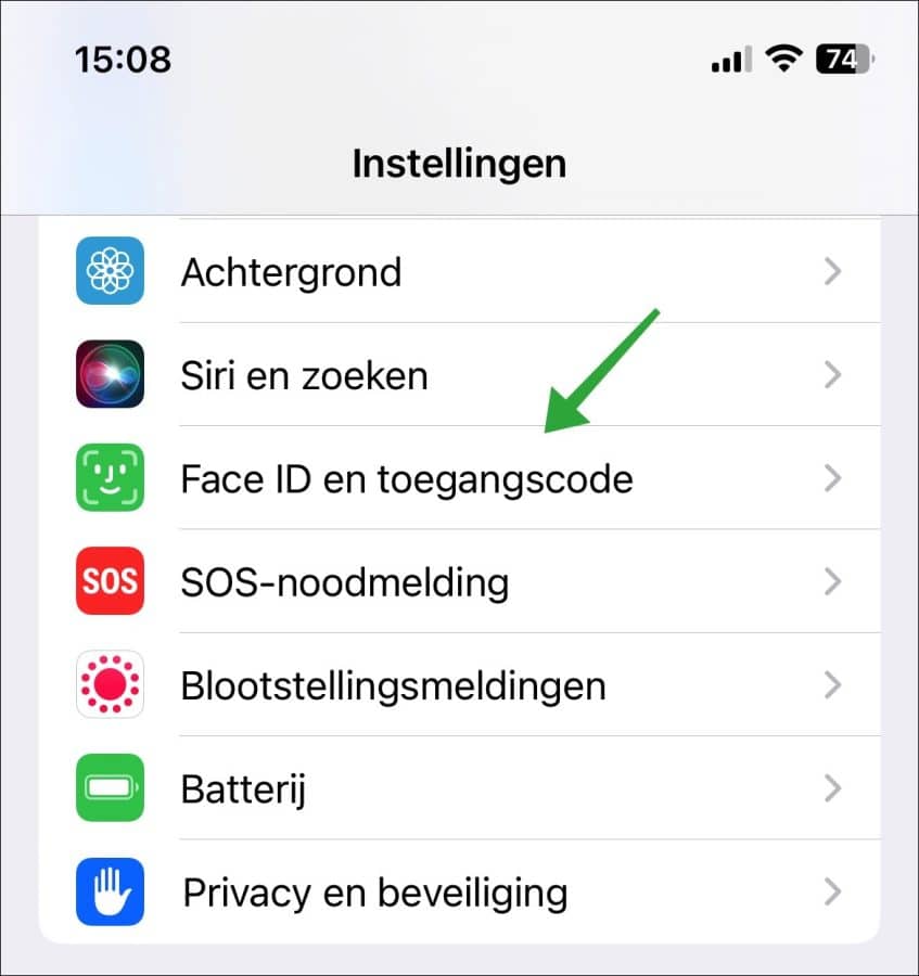 Face ID en toegangscode