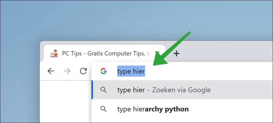 Focus op de adresbalk met toetsencombinatie in Google Chrome