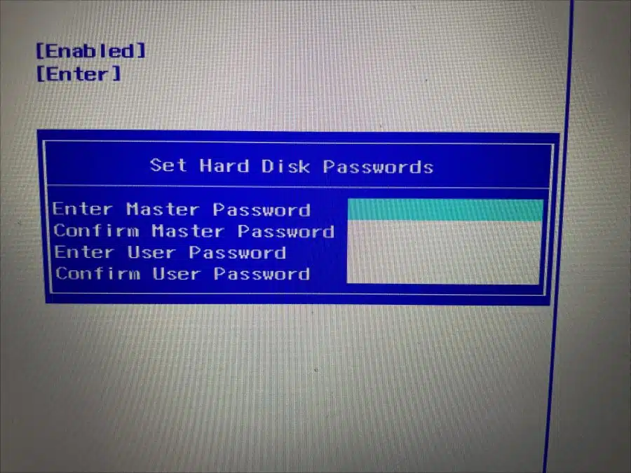 Harde schijf wachtwoord instellen via de BIOS UEFI
