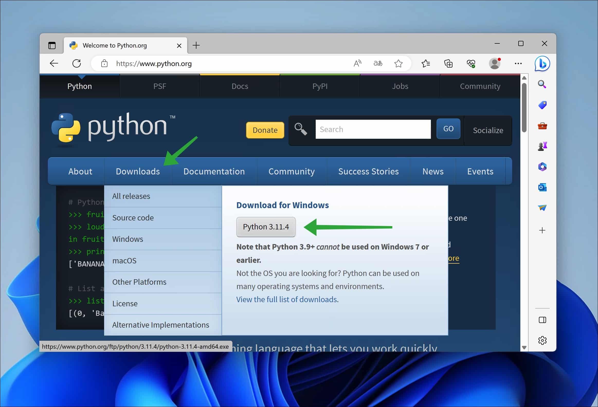 Installieren und verwenden sie python in windows 11