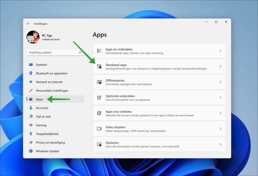 Change default apps in Windows 11