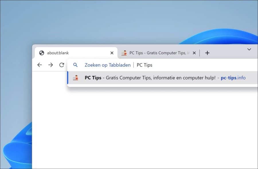 Zoeken in geopende tabbladen met de Google Chrome adresbalk