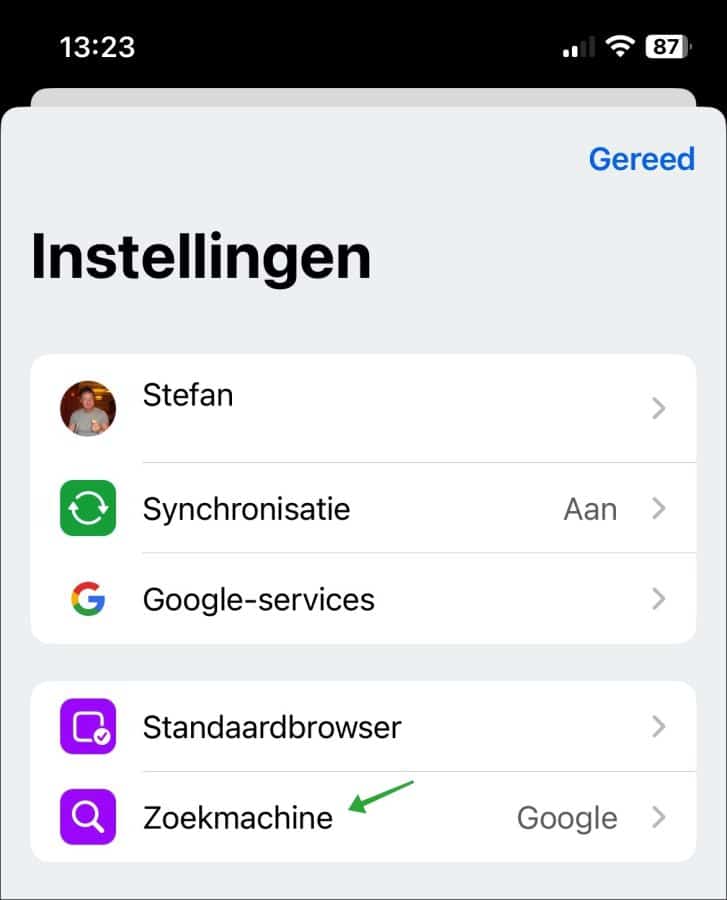 Zoekmachine wijzigen in Chrome op iPhone