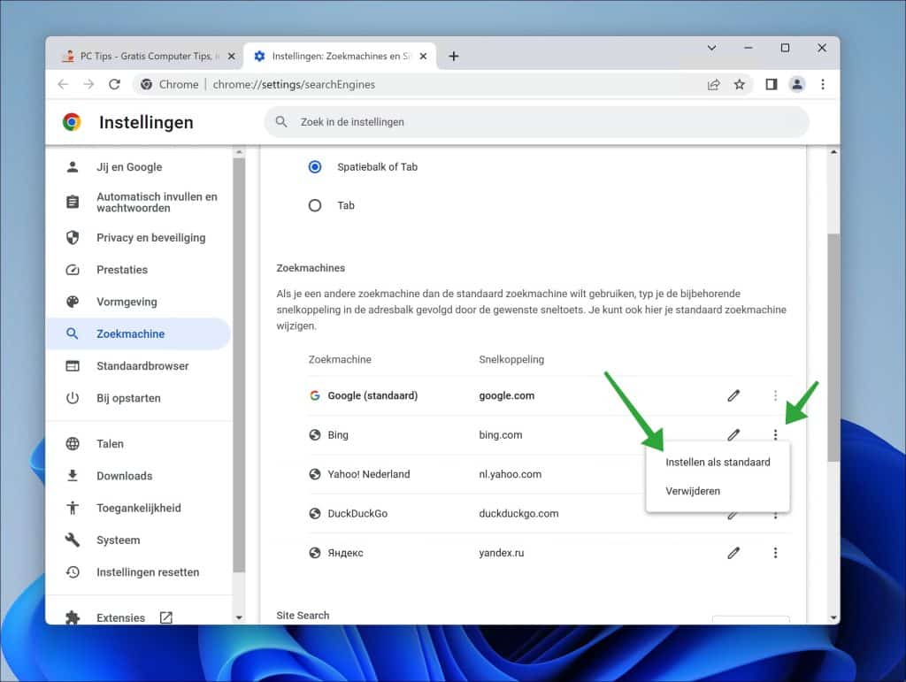 GOOGLE INSTELLEN ALS STANDAARD ZOEKMACHINE CHROME visual data 5