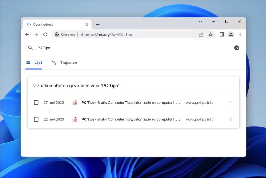 browsergeschiedenis in chrome