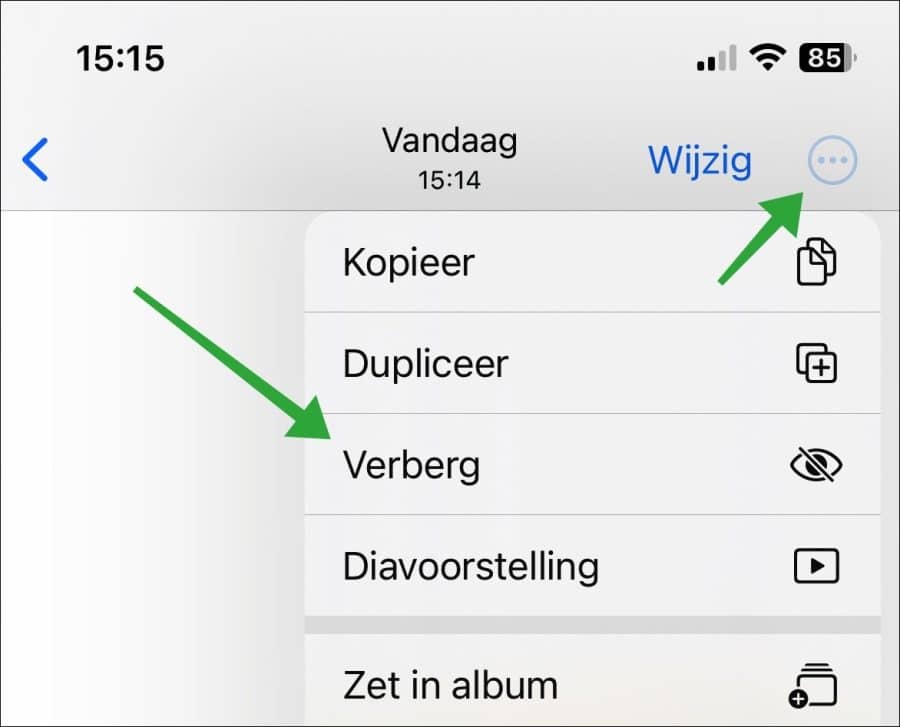 foto of video verbergen op iphone