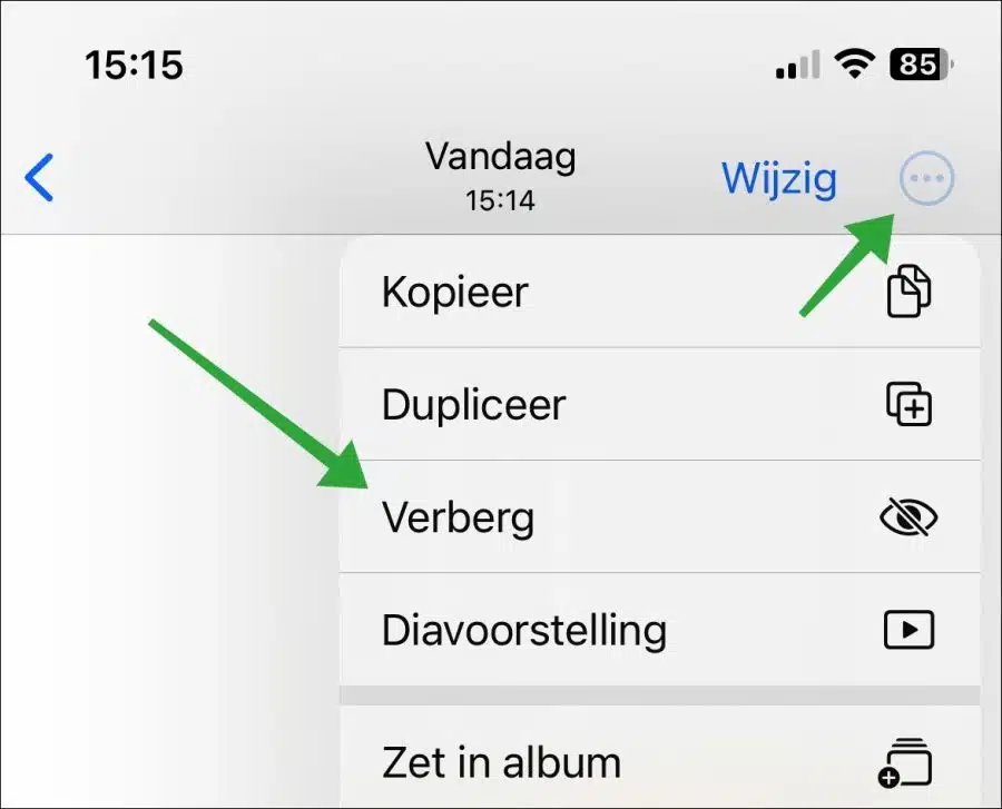 foto of video verbergen op iphone