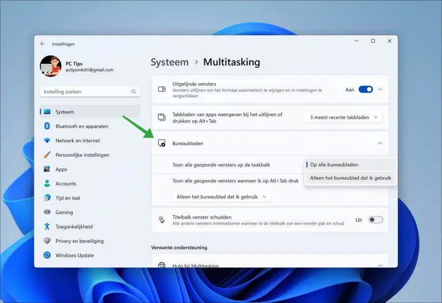 Bureaubladen multitasking in Windows 11
