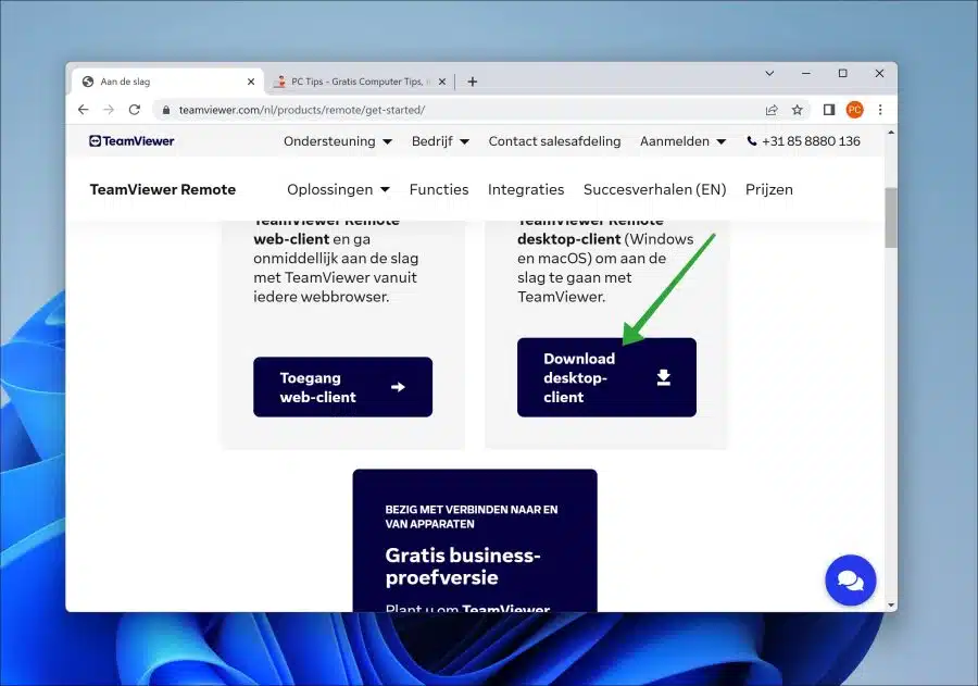 Download desktop-client van Teamviewer