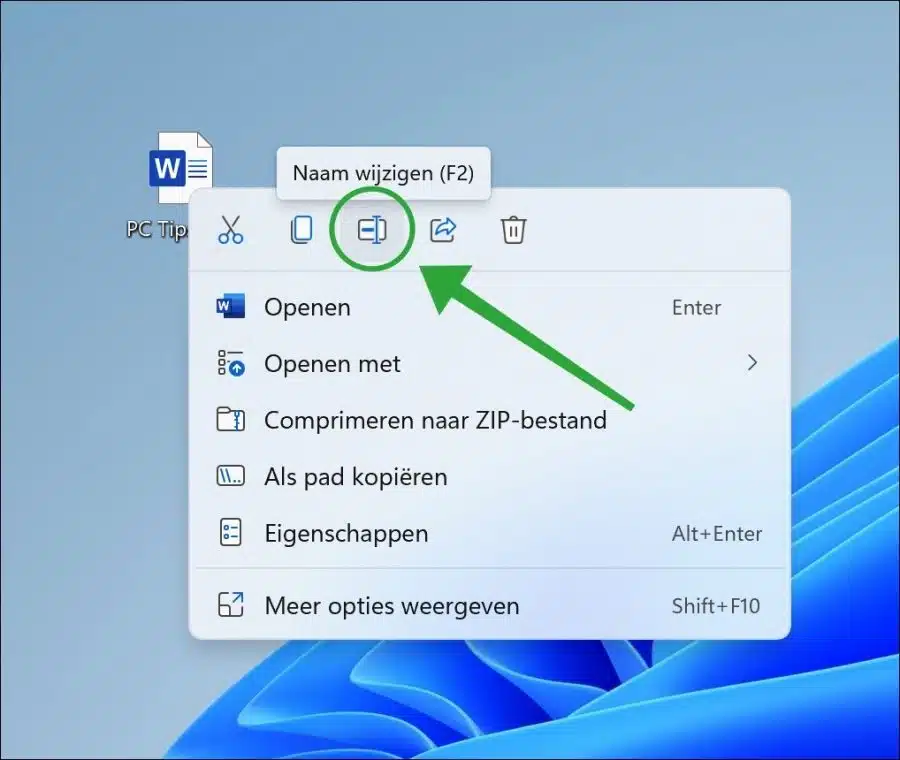 Naam wijzigen van bestand of map in Windows 11