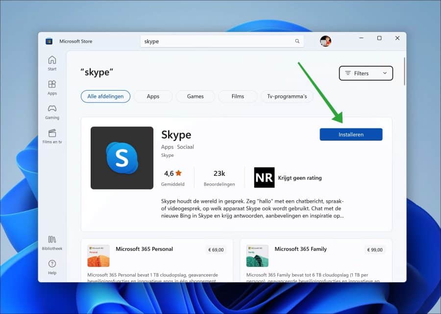 Skype installeren in Windows 11