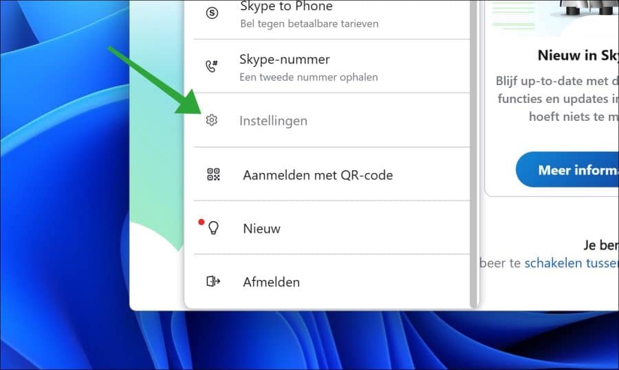 Skype instellingen