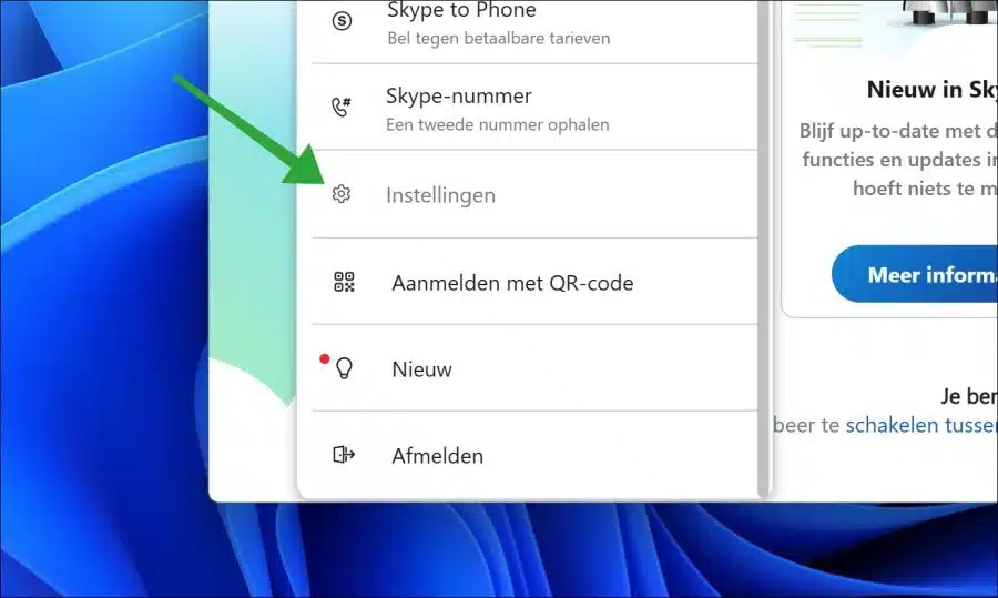 Skype instellingen