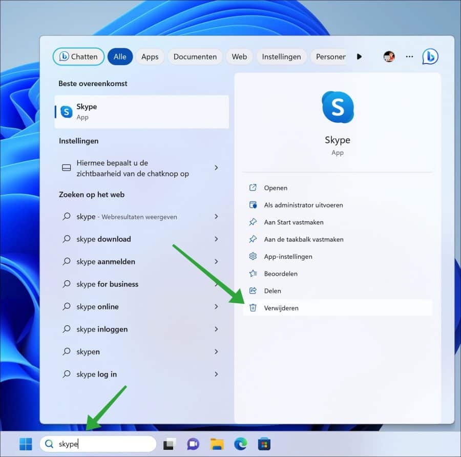 Skype verwijderen