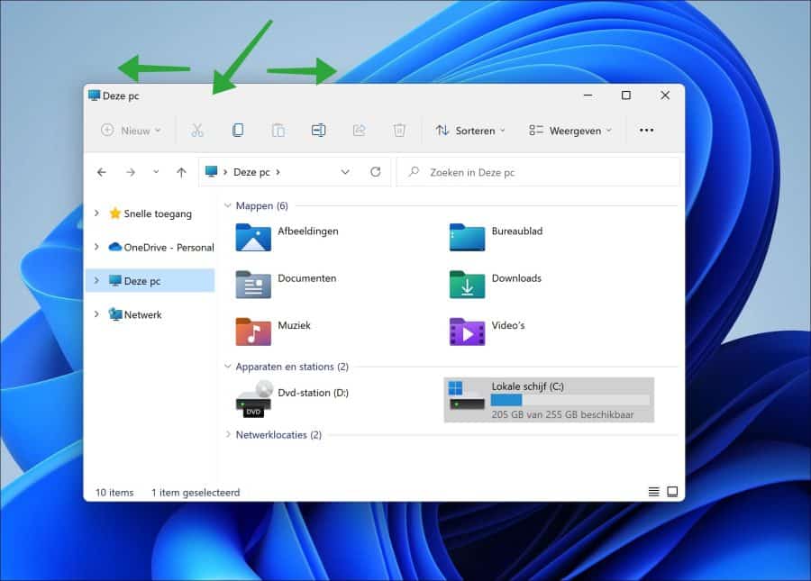 Titelbalk venster schudden in Windows 11