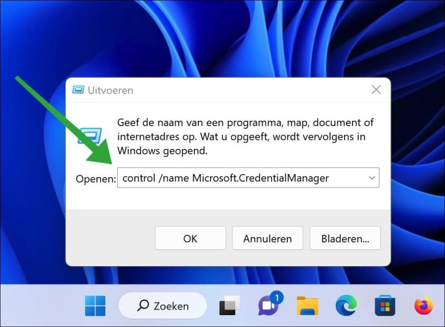 control name Microsoft.CredentialManager
