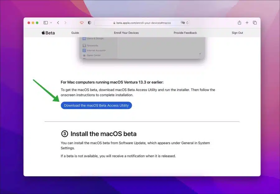 macos beta access utility