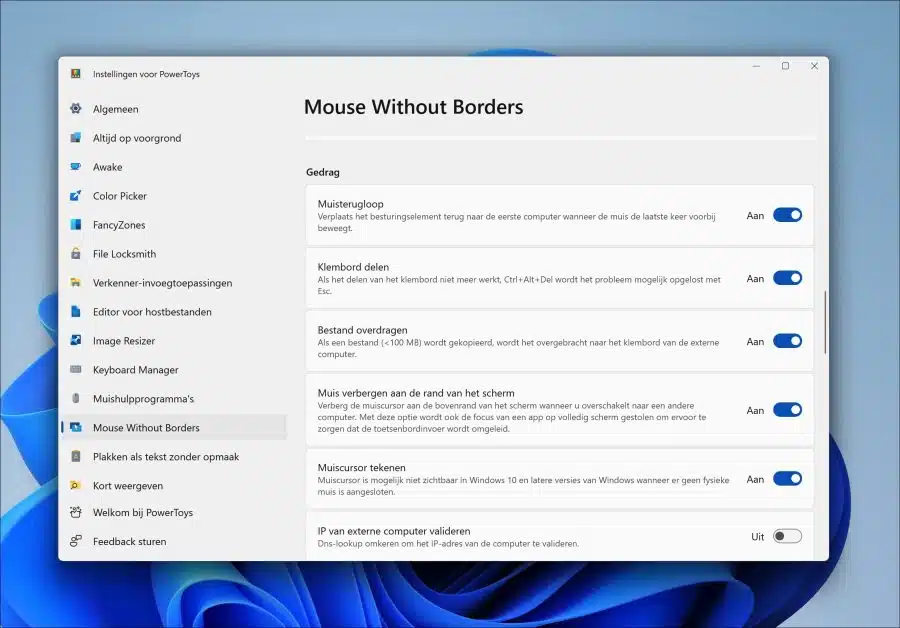 mouse without borders overige opties