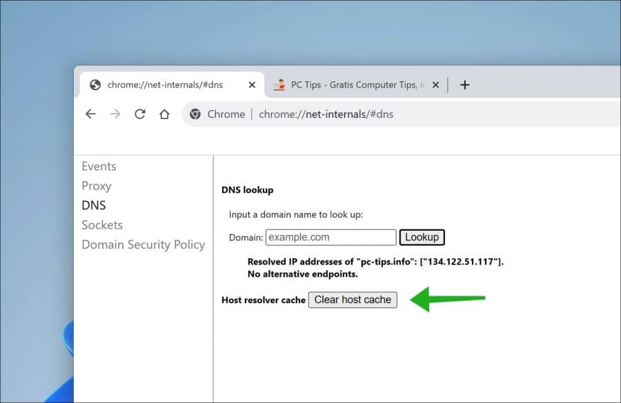 DNS Cache wissen in Google Chrome