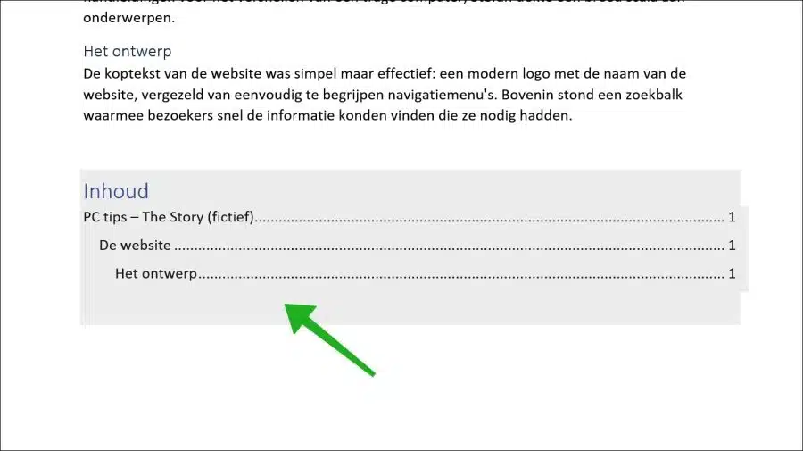 Inhoudsopgave in Word maken