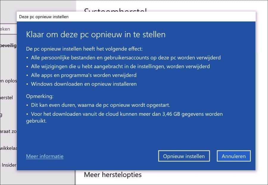 Klaar om alles te verwijderen in Windows 10